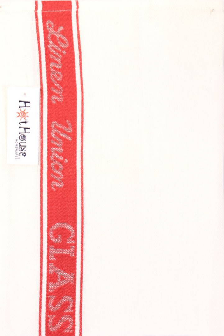 Tea Towel linen union glass cloth 50/50 linen/cotton -herringbone weave red Code: T/T-LIN/GLA/RED image 0